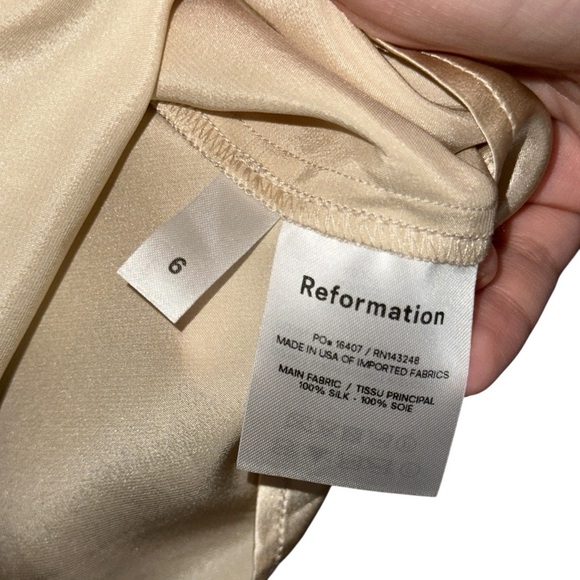 Reformation Champagne Silk Novelia Long Sleeve Mini Dress Womens 6 - Picture 6 of 9
